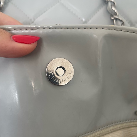 SOLD Chanel Vinyl Quilted In The Business North South Tote Light Grey - Picture 11 of 13